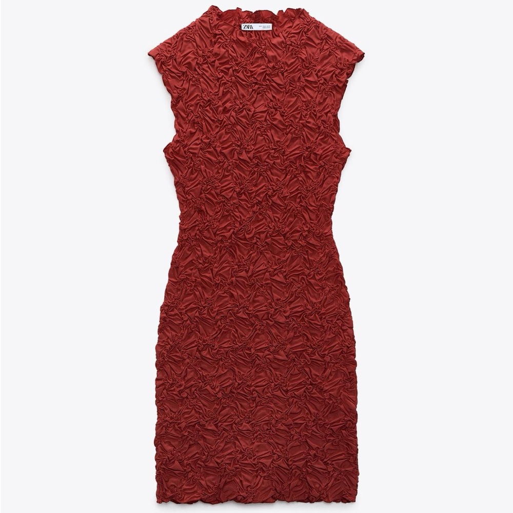 Zara Red Ruched Sheath Mini Dress